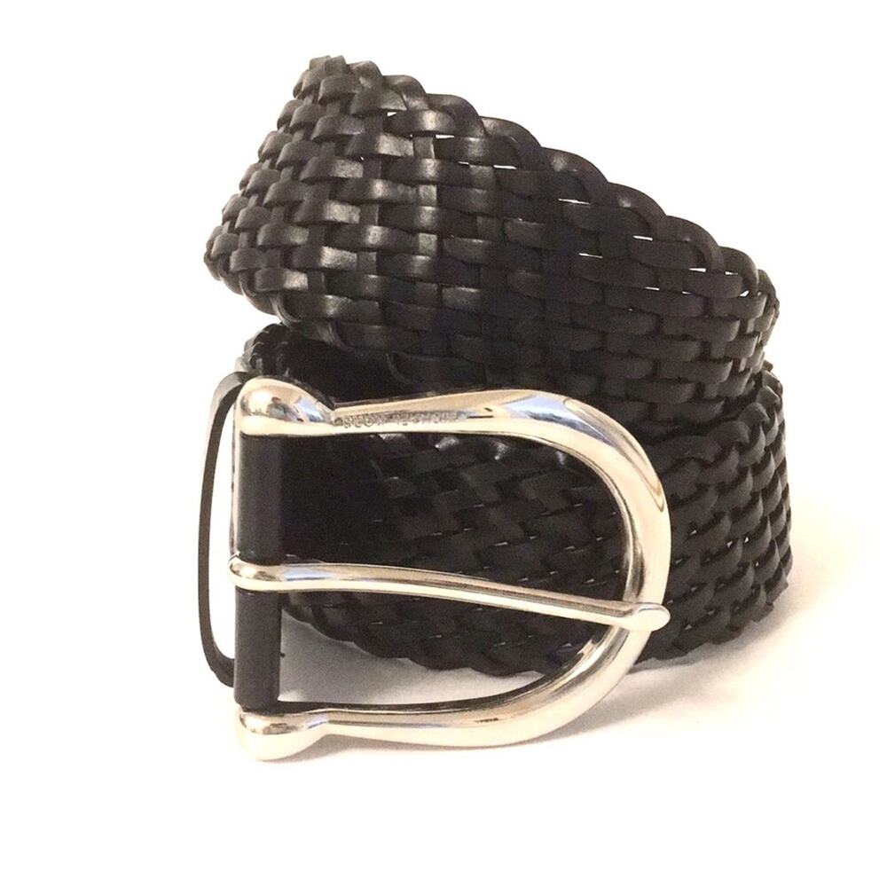 Michael Kors Black leather belt silver buckle EUC - Picture 7 of 7